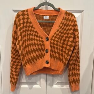 Orange Checkered Women's Sweater